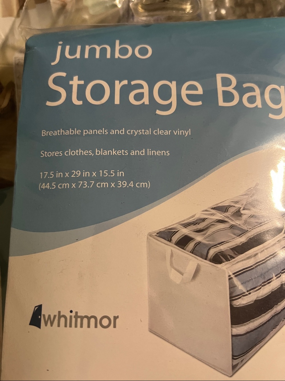 #792 WHITMOR Jumbo Storage Bag - White and Gray - Picture 5 of 5